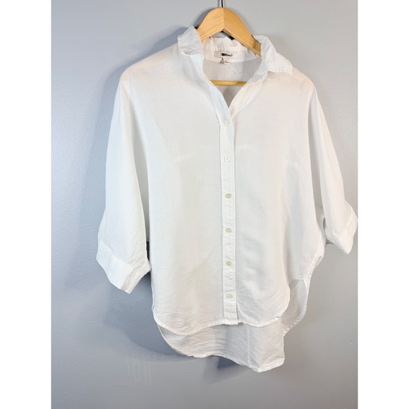 Madewell Oversized Pleated-Sleeve Button-Up Shirt White Small NWOT‎ - Picture 4 of 9